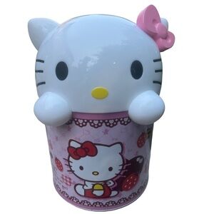 Vintage SANRIO HELLO KITTY Pink Mini Tin Trash Waste Bin Brand New